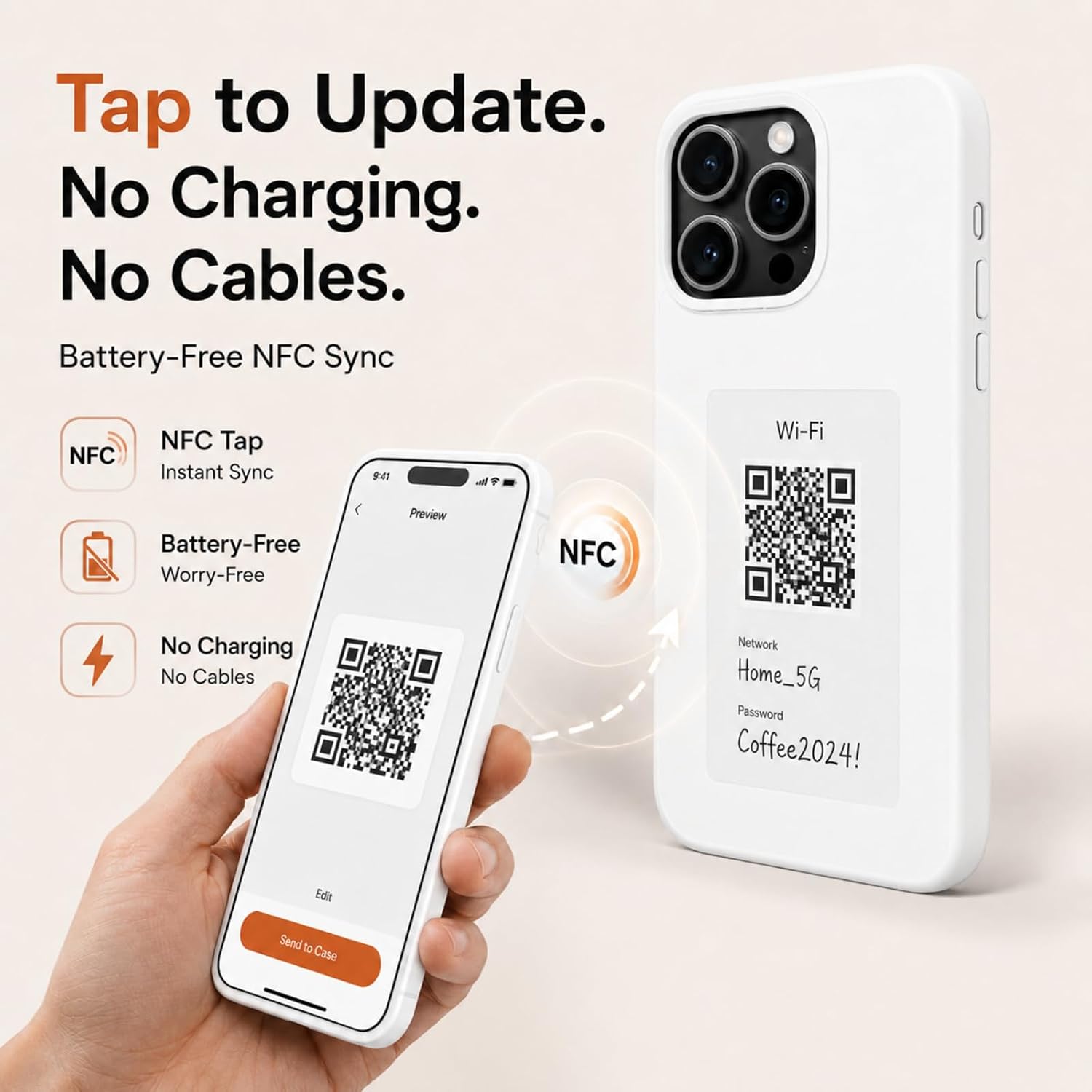 NFC 4-Color Smart Ink Phone Case for iPhone 15ProMax, White image 3
