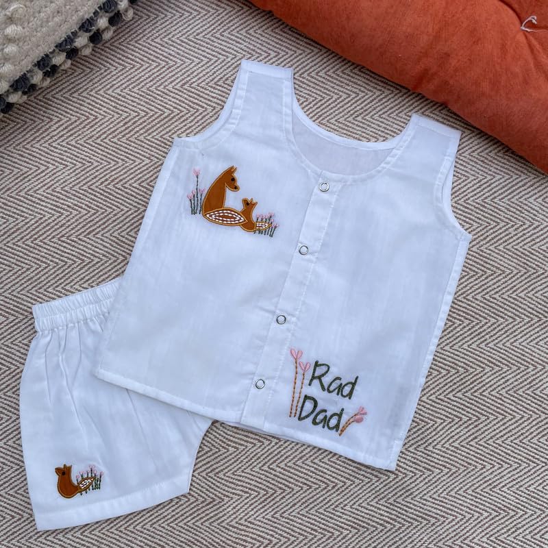 Image of Cotton Jhabla Set for Infants and Toddlers | Snap Buttons Jabla |Soft Mulmul |Breathable and Comfortable | Top with Diaper friendly bottoms