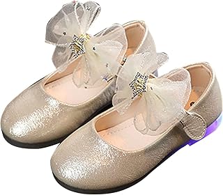 Sapatos infantis infantis de princesa para meninas com laço sapatos infantis com lâmpada infantil sapatos femininos sapatos sociais prata