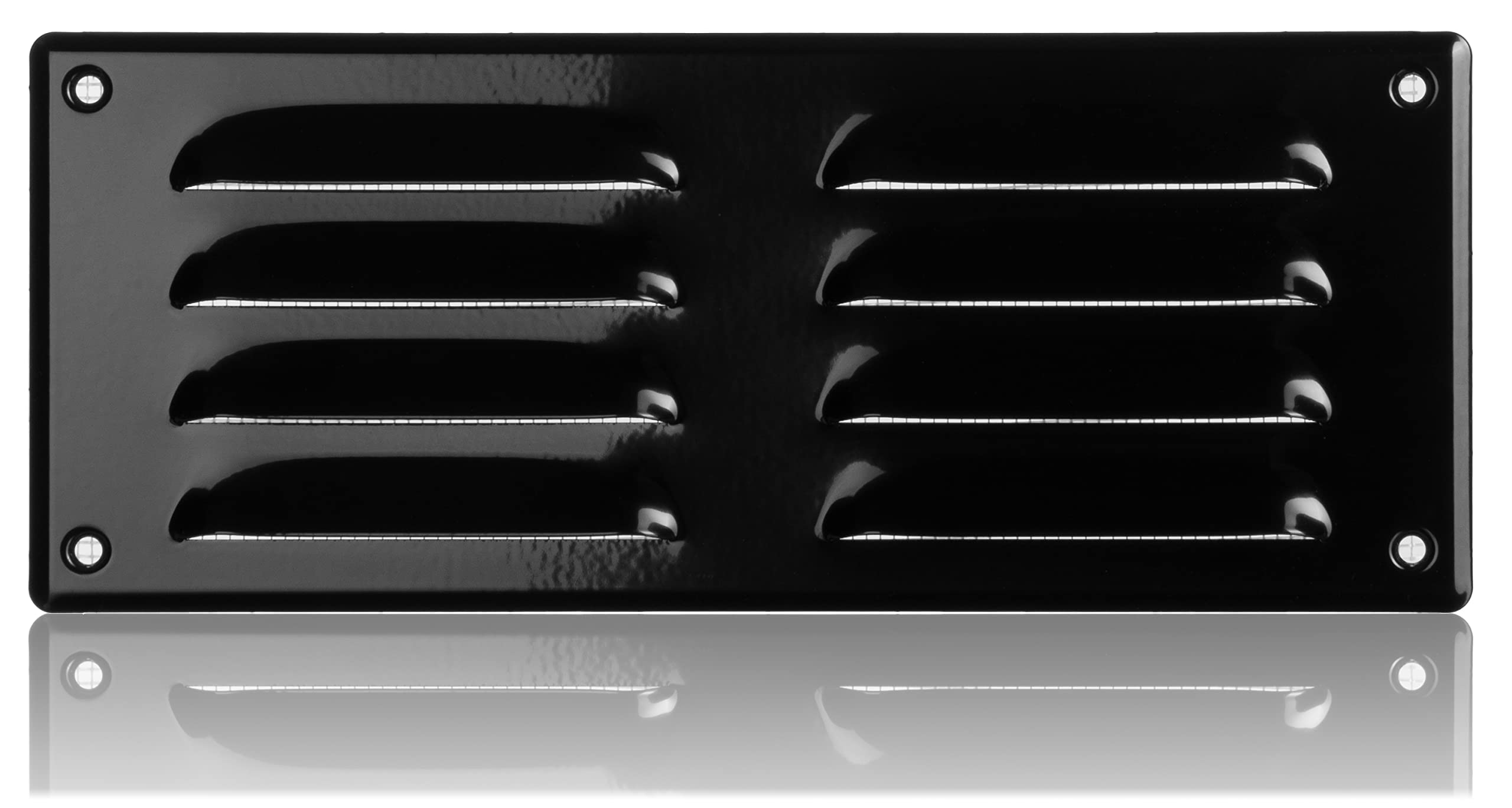 260x105mm / 10x4 inch Black Metal Ventilation Grille with Flyscreen - Air Vent Cover