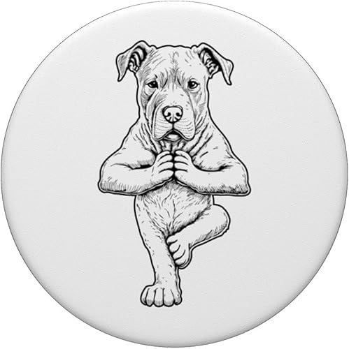 Miniatura 3 de Dogo Argentino Dog Yoga Puppy Funny Dogs Tree Pose Asana PopSockets Standard PopGrip