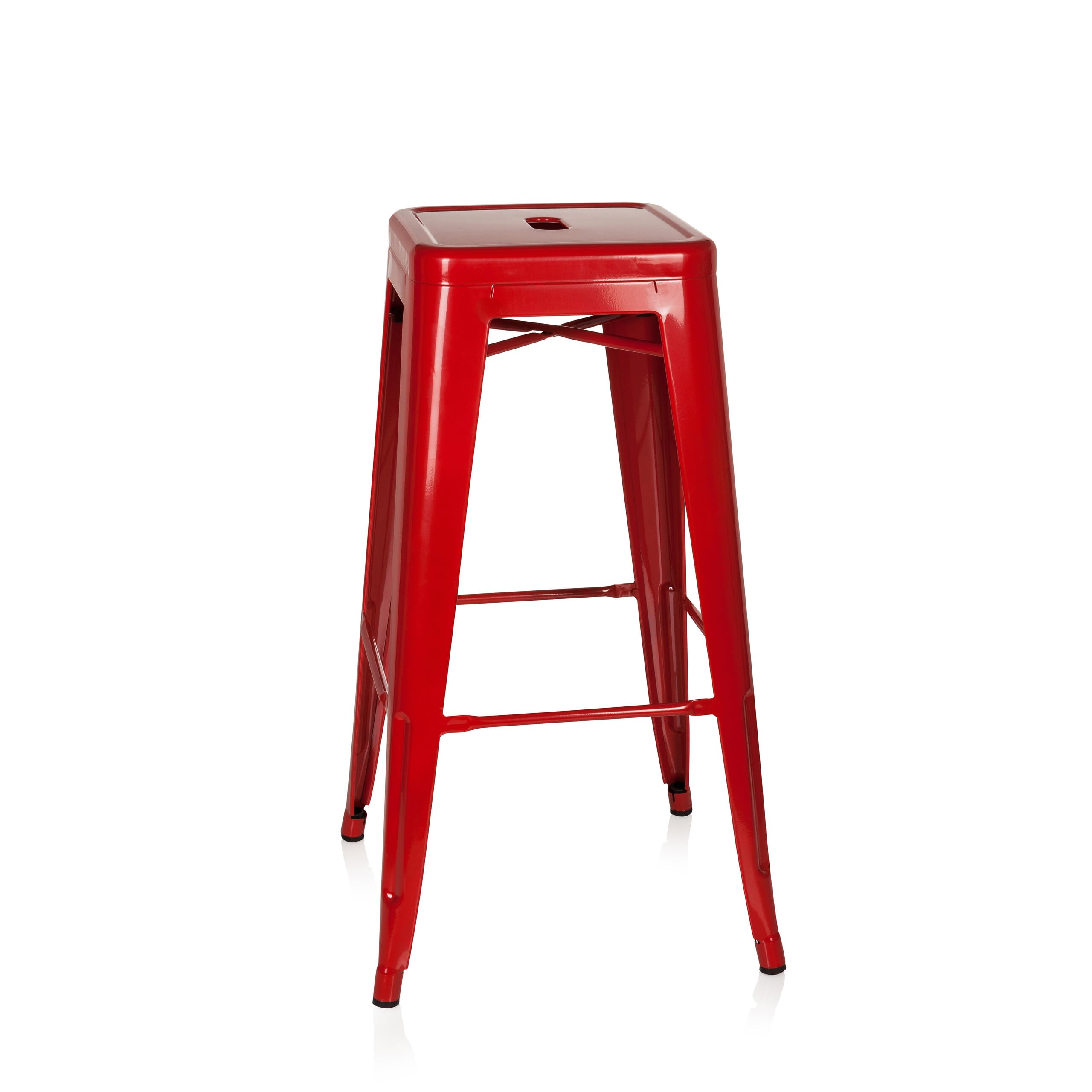 hjh OFFICE 645011 Taburete de Bar VANTAGGIO High Metal Rojo, apilable, Acero Estable, Industrial Style
