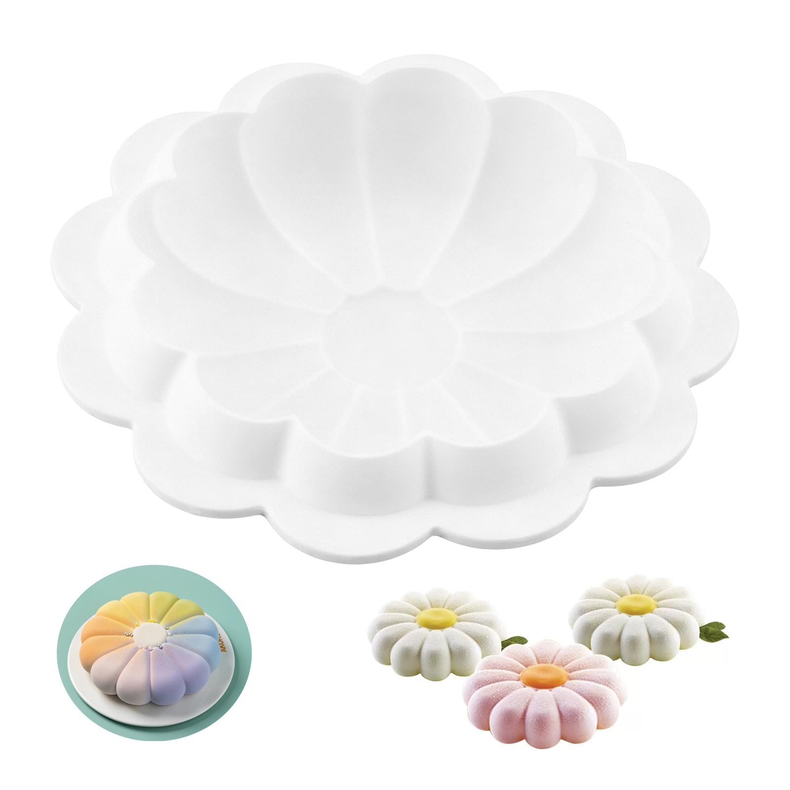wocpvm Silikonform Sonnenblume 3D,Lebensmittelqualität Antihaft Backform | 22x18x5cm Flexibel & Spülmaschinenfest, Ideal für Geburtstagstorten, Mousse, Gelee & Seife