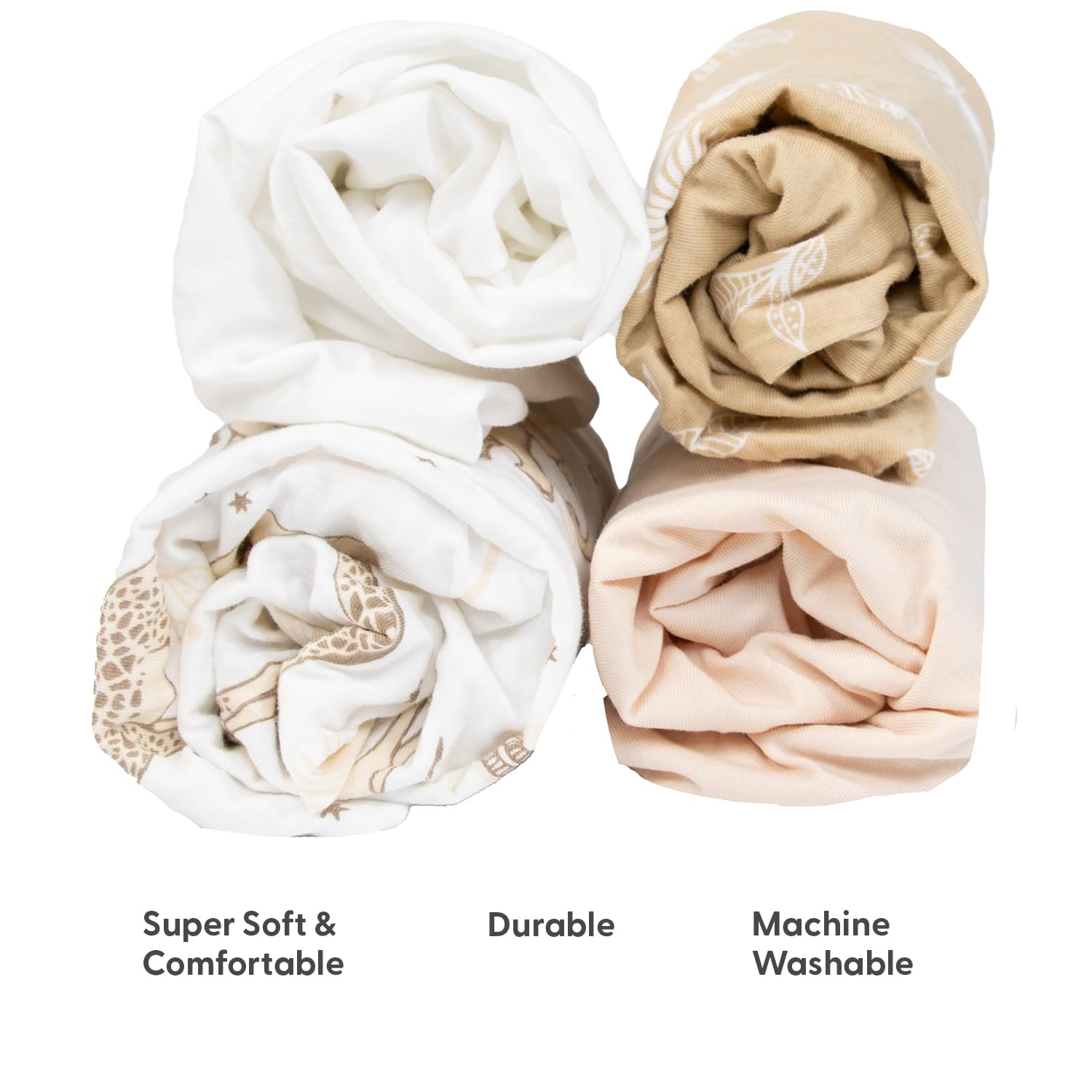The Peanutshell Draps de berceau bio pour garçons ou filles, 100 % jersey de coton, ajustement universel pour matelas ovale, rectangle, sablier, décoration de chambre d'enfant, éléphant, girafe, lion,