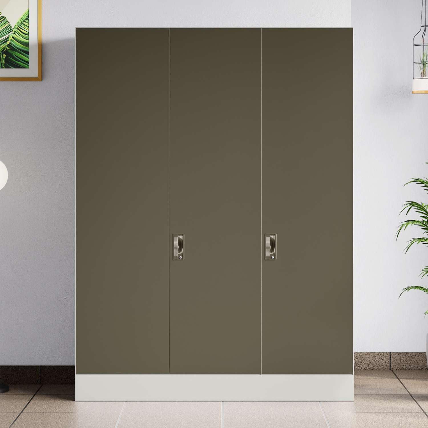 GODREJ INTERIO Wardrobe Slimline XL 3 Door Steel Almirah (Alpine White and Textured Tree Bark) Wardrobe for Clothes, 1 Year Warranty, Locker & 2 Drawer, 8 Shelves-image-45