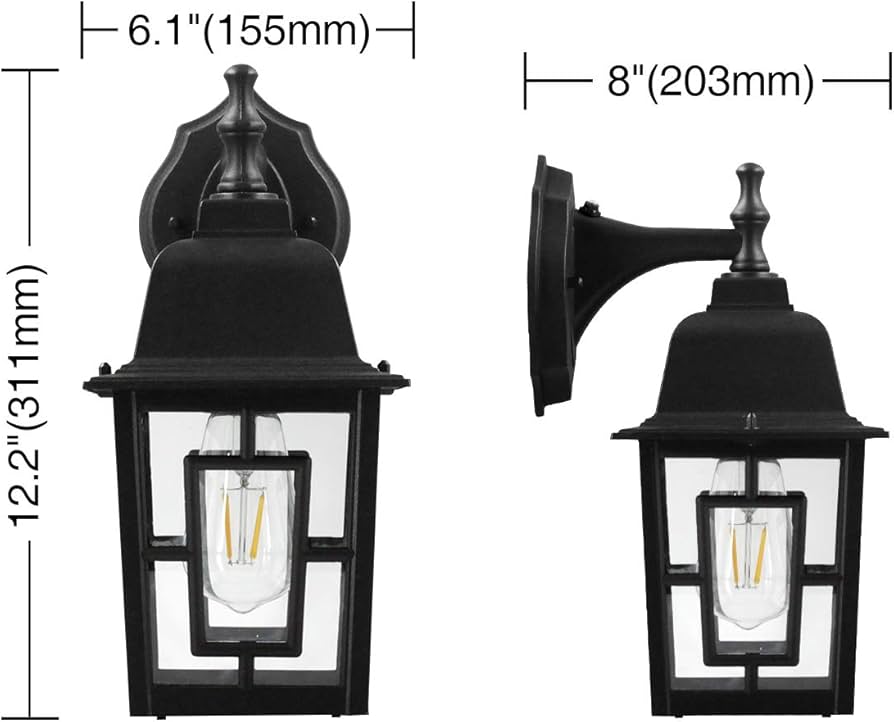 2Pack Dusk To Dawn Outdoor Wall Lights, Sensor Exterior Light Fixtures