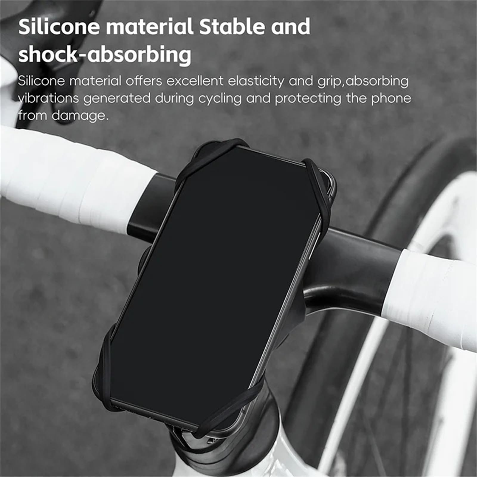 Support Telephone Velo Support for téléphone Portable de vélo Route VTT Support for en Silicone Guidon Forme Normale Accessoires universels(2PCS -Gray)