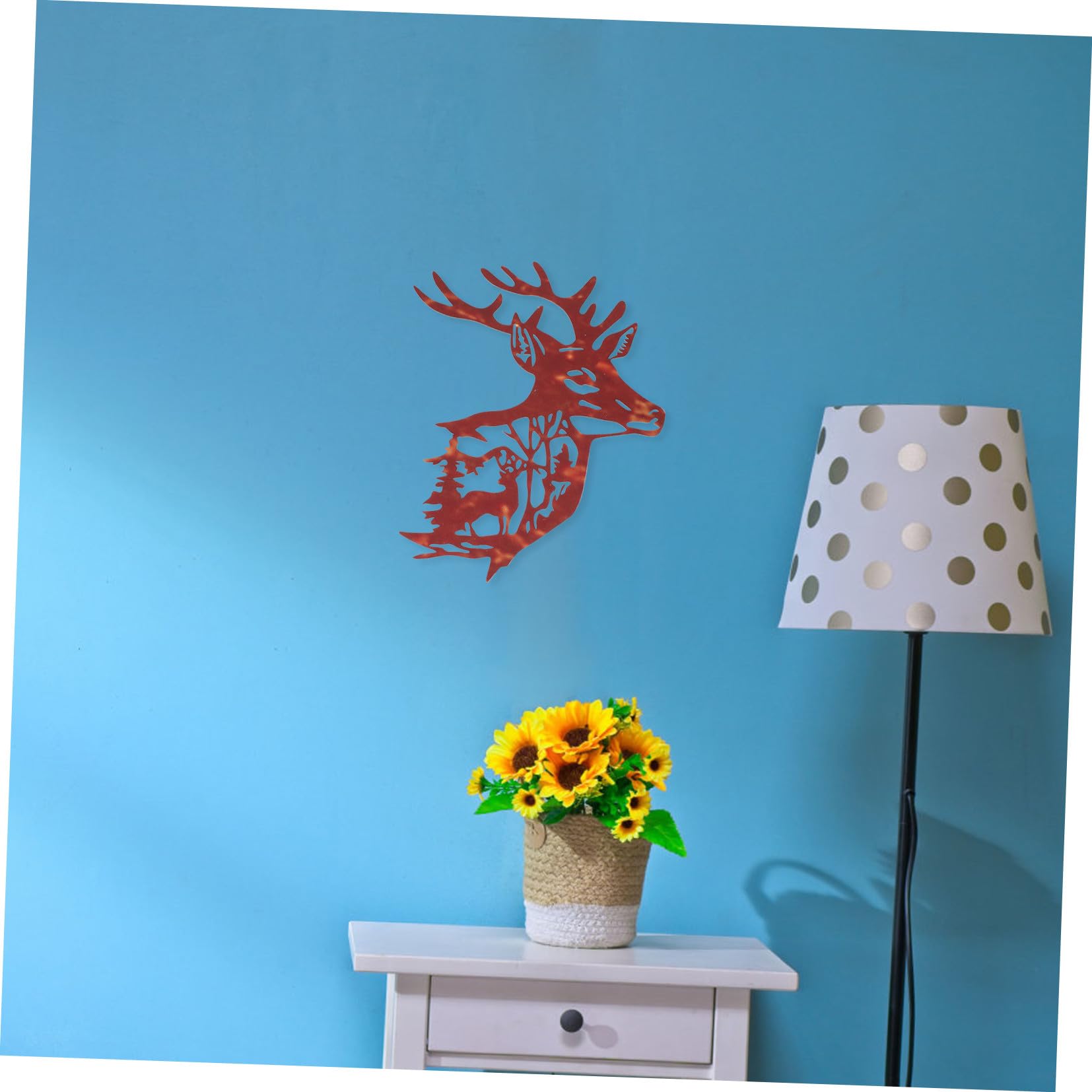 Mobestech Decorazione Murale Facile da Appendere e 3 Pezzi in Ferro a Forma di Cervo Artigianato Metallico per Interno e Giardino per Interno Giardino