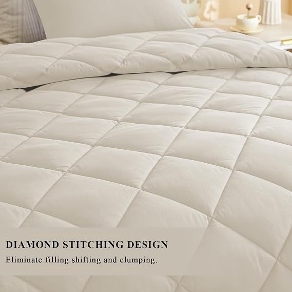 Oversized King Comforter, Extra Large King Size Comforter Oversized, All Season Soft Lightweight Quilt Down Alternative Duvet Insert with 8 Corner Tabs(120x98, Beige)