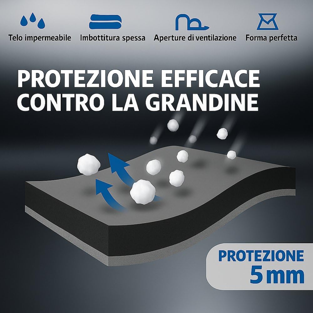 GEV Telo antigrandine auto suv con copertura finestrini S– Protezione per Parabrezza, Tetto, Cofano, Vetri Laterali e Baule – Antigrandine, Impermeabile e Antigraffio - 430 * 145 * 175 cm