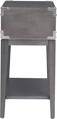 Miniatura 6 de Leick Home 24005 Beckett Rustic Side Table with Drawer and Lower Shelf for Living Room, Bedroom, Anthracite/Pewter Antracita,Gris,roble