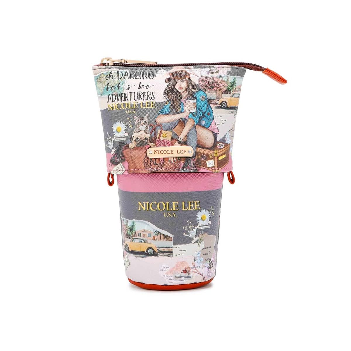 DESTINY BY NICOLE LEE Cosmetic Pouch Brush Holder Makeup Bag Toiletry Accessories Purse Holder Travel Eco Leather for Women COS7114 JourOfStephanie, Brush Holder_Journey of Stephanie