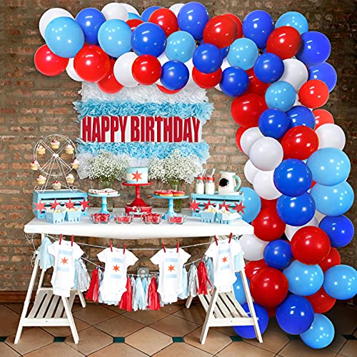 Ballon Rouge Blanc Bleu Guirlande de Ballon Kit Arche de Ballon avec 16ft Ballon Stripe Tape Kit 2 Outil pour Soirée sur…