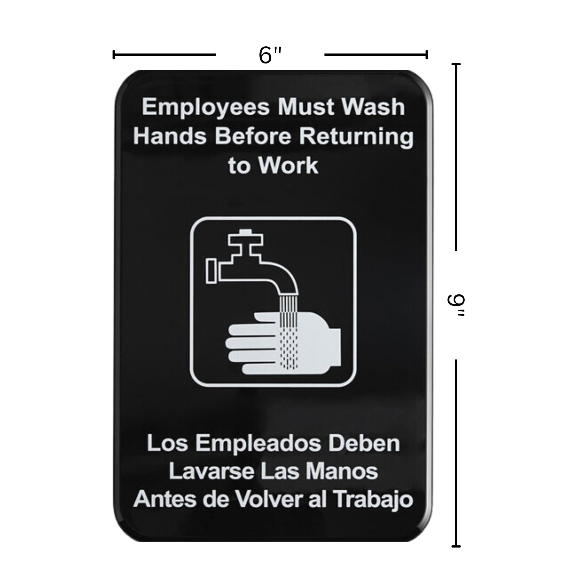 Letrero de plástico duradero y fácil de limpiar, 22.9 x 15.2 cm, blanco y negro, para restaurantes de negocios, para baños, paquete de 12 unidades