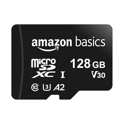 Amazon Basics Micro SDXC Memory Card with Full Size Adapter, A2, U3, Read Speed up to 100 MB/s, 128 GB, Black - 128GB