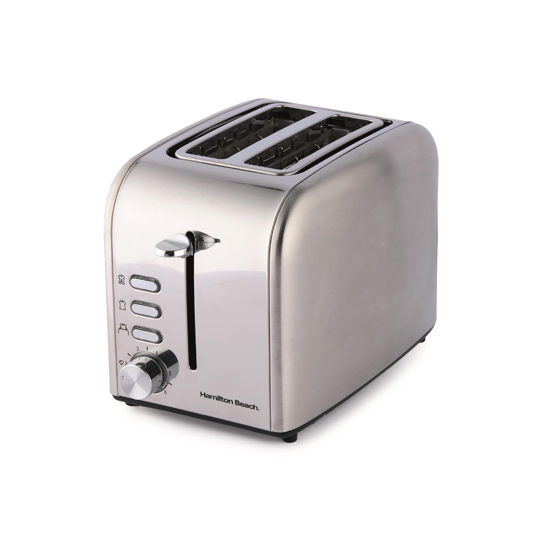 Toaster 2 Slice, Rise, 850W, Brushed & Polished, Stainless Steel, 6 Variable Browning Levels, Removable Crumb Tray, Defrost, Cancel & Reheat Settings, Silver - HB1718B2