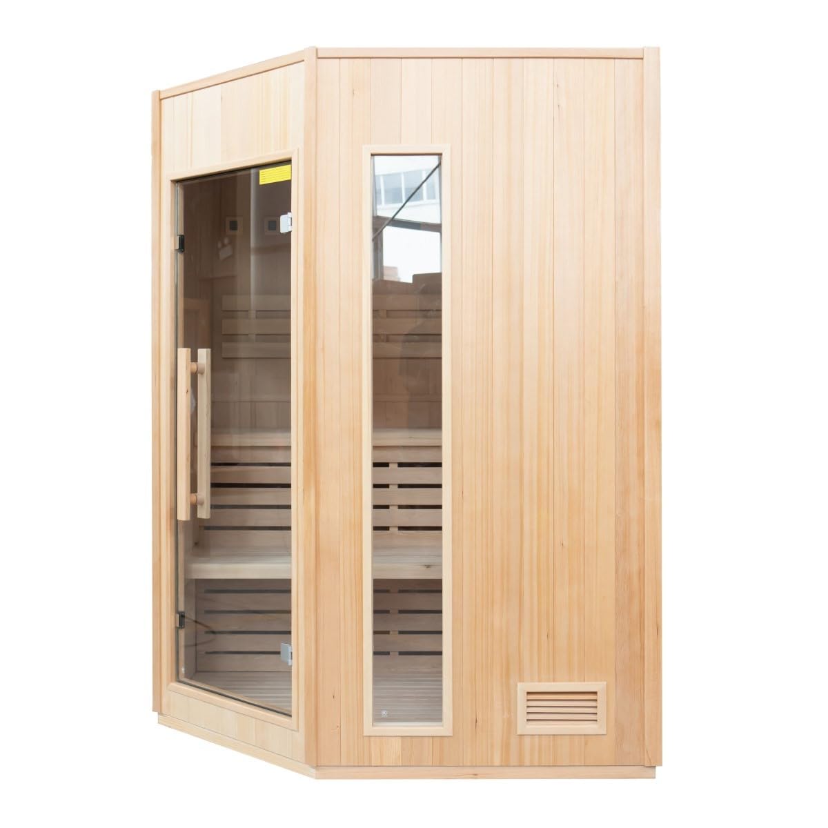 France Sauna - SN-ZEN3CPK - Sauna Vapeur Zen Angulaire - Poêle et Pierre Inclus - Puissance 4,5 KW - 3 Places Pack Complet, Bois