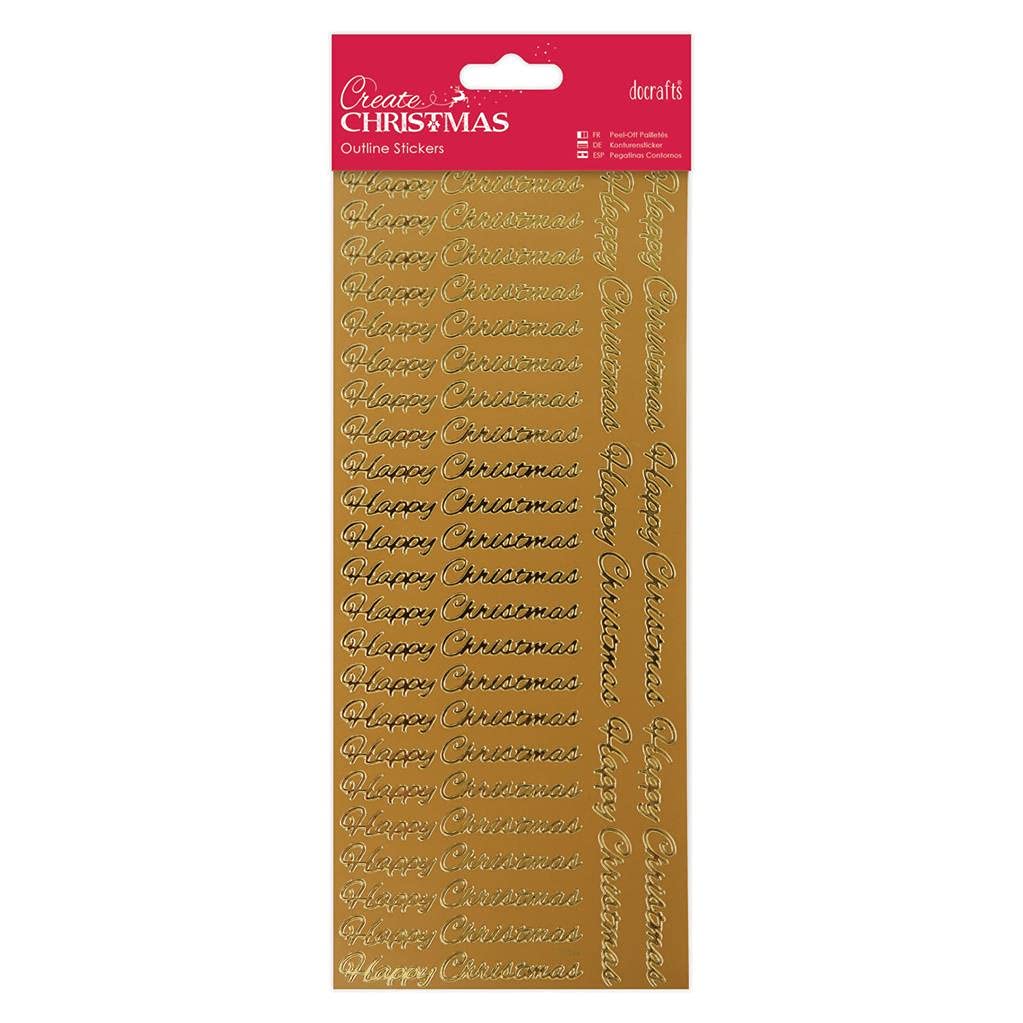 Papermania Gold Outline Stickers - Happy Christmas (Repeated)