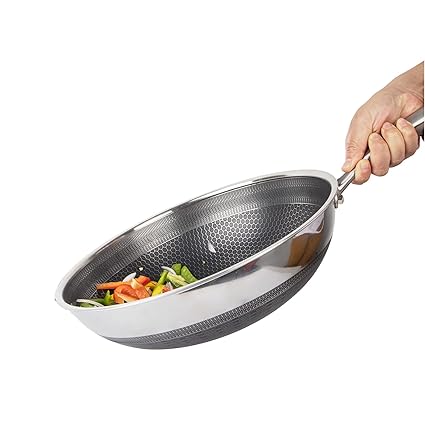 Stainless Steel Wok with Lid by Cathylin, 12.5