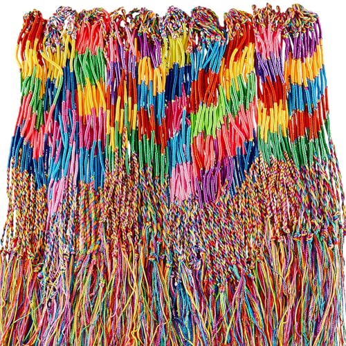 Henoyso 300 Pcs Friendship Bracelets Bulk Handmade Braided String Colorful Braid Friendship Cords Strand Bracelet Party Supply Favors for Birthday Gifts (Classic Style)