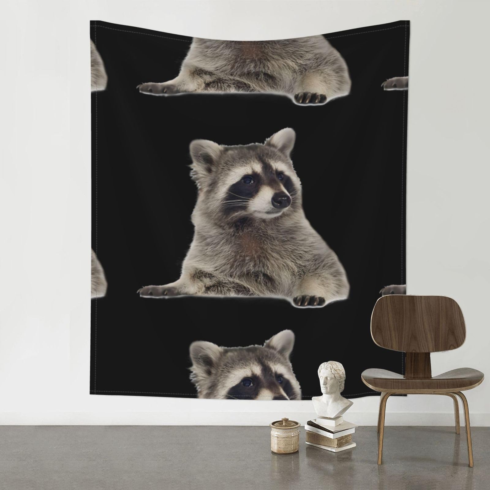 YYHWHJDE Hairy raccoon Prints 60x51in Wall Tapestry – Boho Decor Throw Blanket for Bedroom, Dorm, Beach Cover, Picnic & More