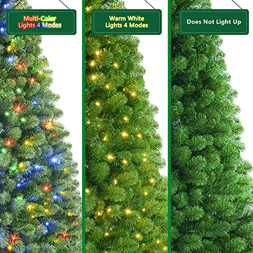 Shareconn 6Ft Prelit Premium Artificial Hinged Christmas Tree With 330 Warm White & Multi-Color Lights, 1018 Branch Tips And Foldable Metal Stand, Perfect Choice For Xmas Decoration, 6 Ft #TOP4