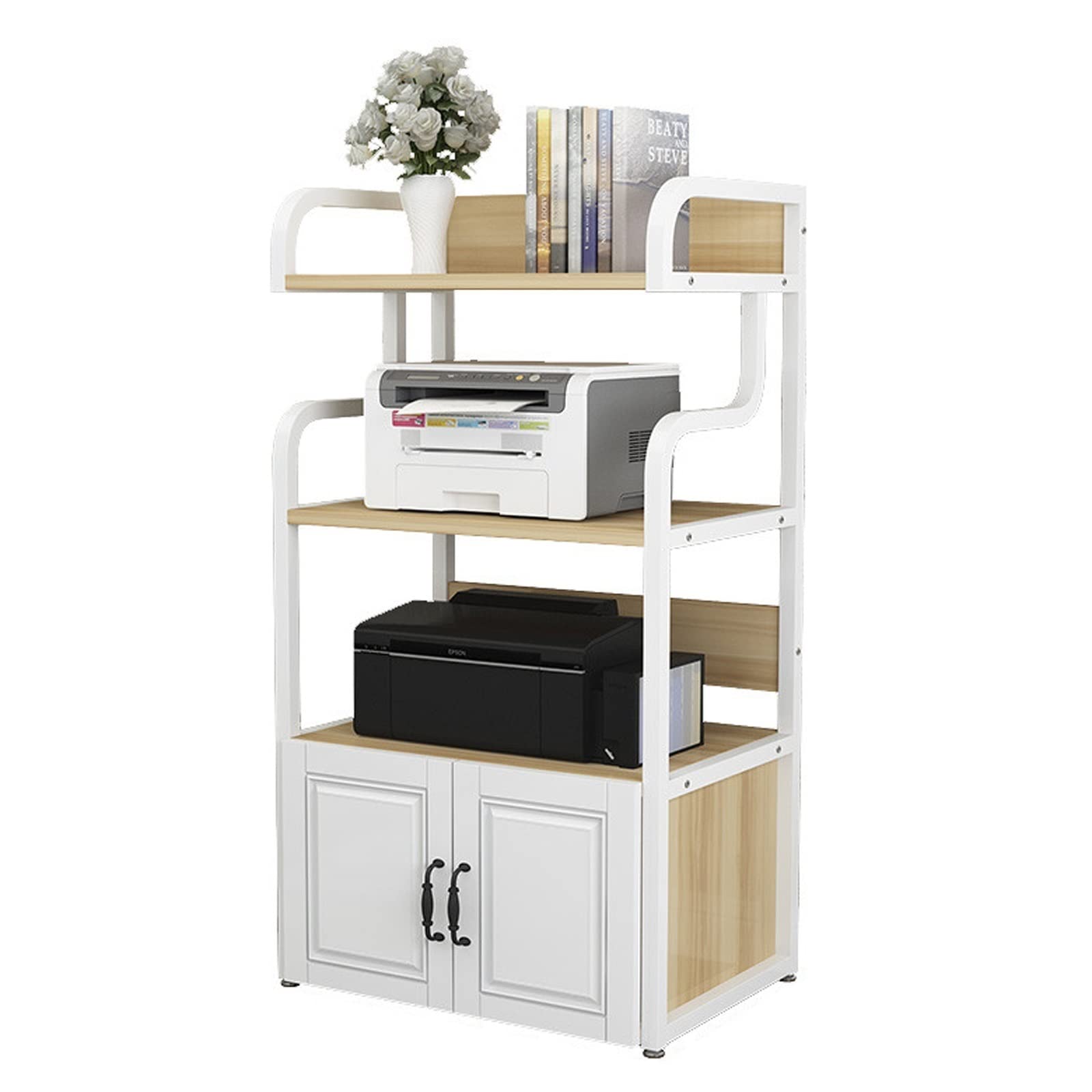 BONAD Stand di Stampa per Ufficio Supporto for Stampante Scaffale Multiuso in Piedi a 4 Livelli for Lettore multimediale Scanner File Libri Forno a microonde in Cucina Soggiorno Staffa Scanner Fax