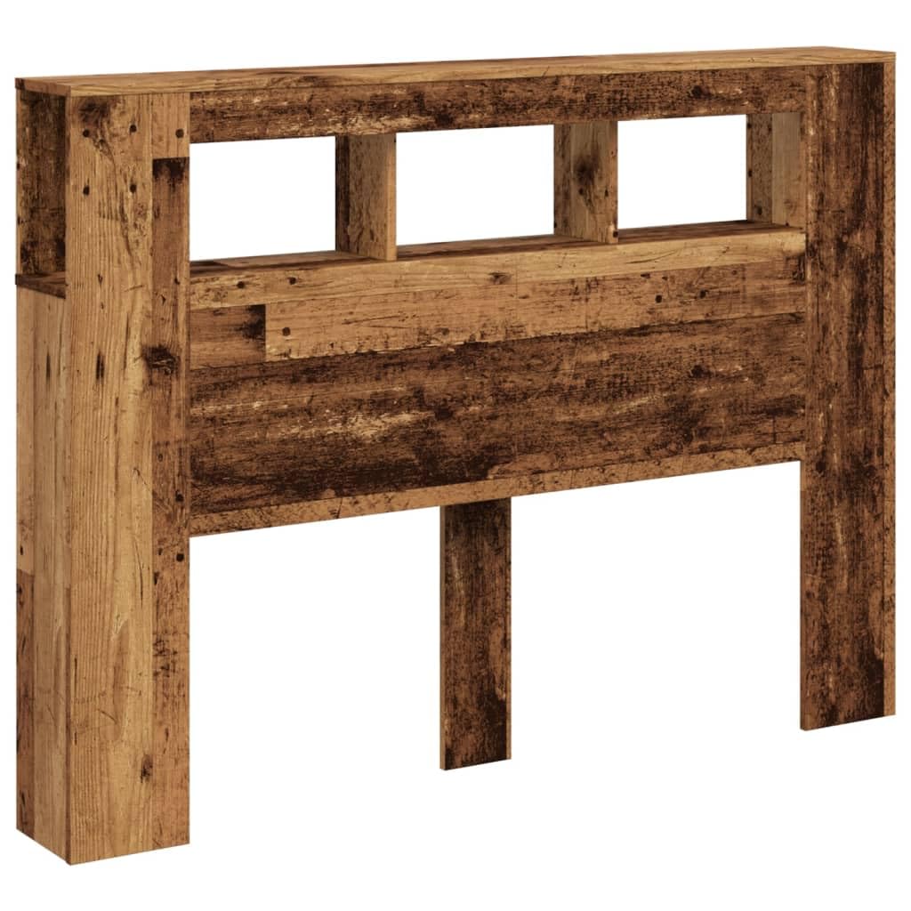 Gecheer Testiera LED per Letto, con Luci RGB Regolabili, 140 x 18,5 x 103,5 cm, in Truciolato con Finitura Legno Antico, Supporto Schiena e Piano Portaoggetti, for Camera da Letto