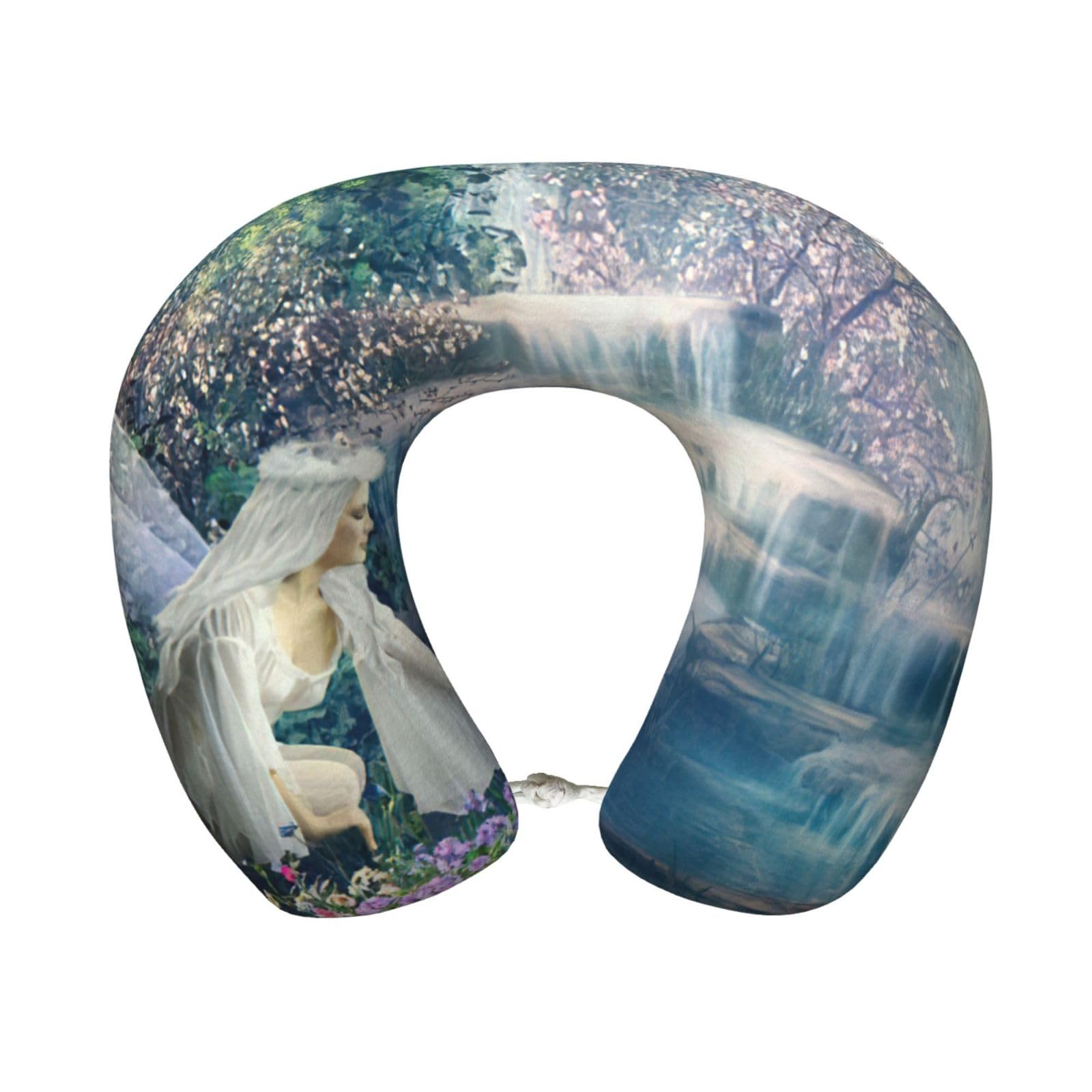 yagDAA Lake Fairy Print U-Shape Travel Neck Pillows Memory Foam Neck Pillow For Airplane Car Office Sleeping Rest