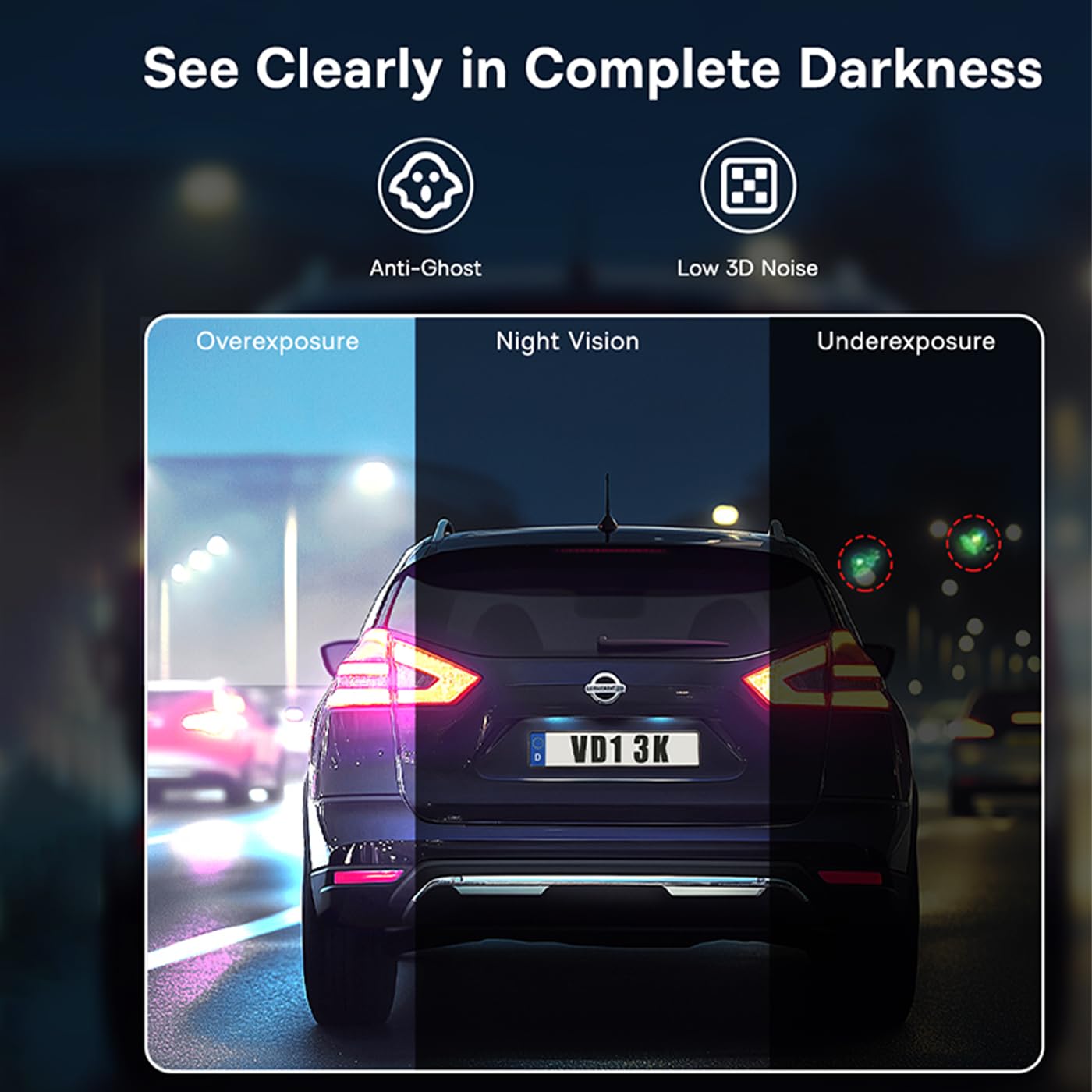 Baseus PrimeTrip kamera samochodowa VD1 3K + 1080p HD przednia i tylna kamera GPS, Cosmic Black