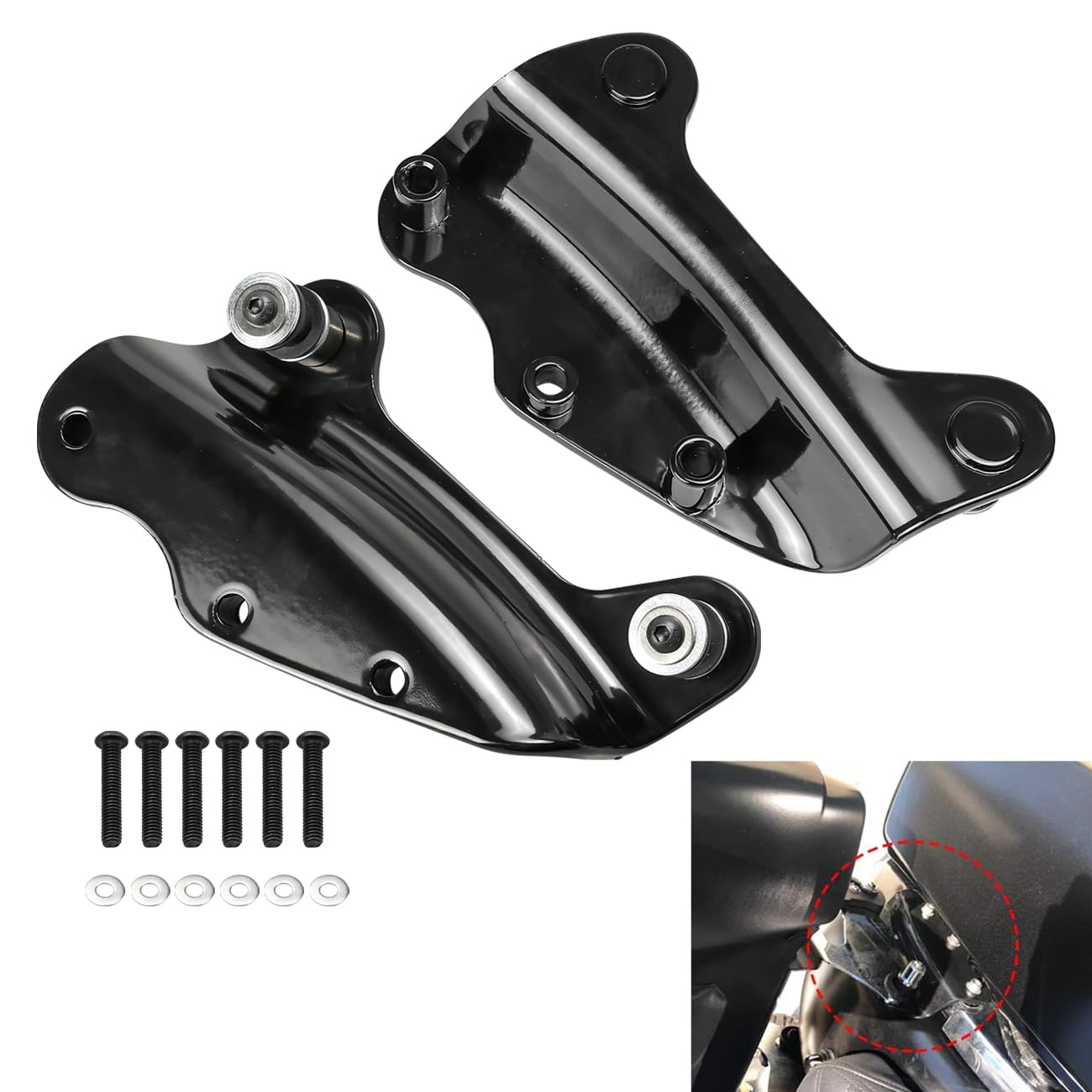 AUFER Black 4-Point Docking Hardware Kit for Touring Road King Road Glide Street Glide Electra Glide 2009-2013