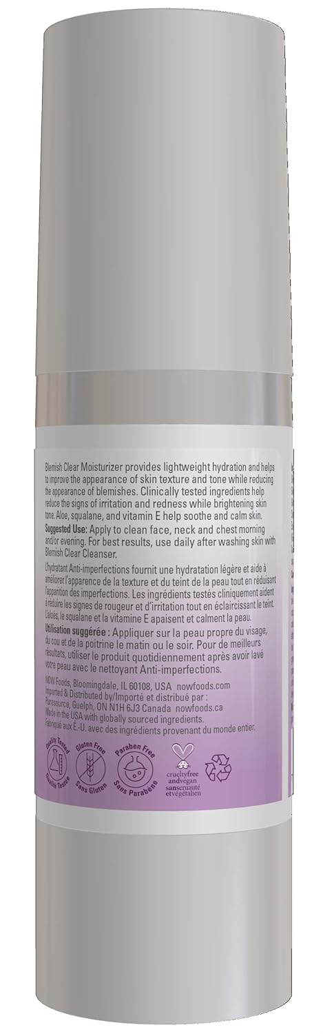 NOW Solutions, Blemish Clear Moisturizer, Improves Appearance With Skin Texture and Tone With Light-Weight Hydration, 2-Ounce (Pack of 2)