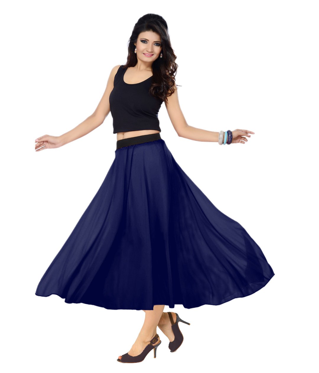 sttoffa Skirt Solid Color Skirt Faux Georgette Designer Calf Length Skirt 32 inch Length and Full Lining-picture-33