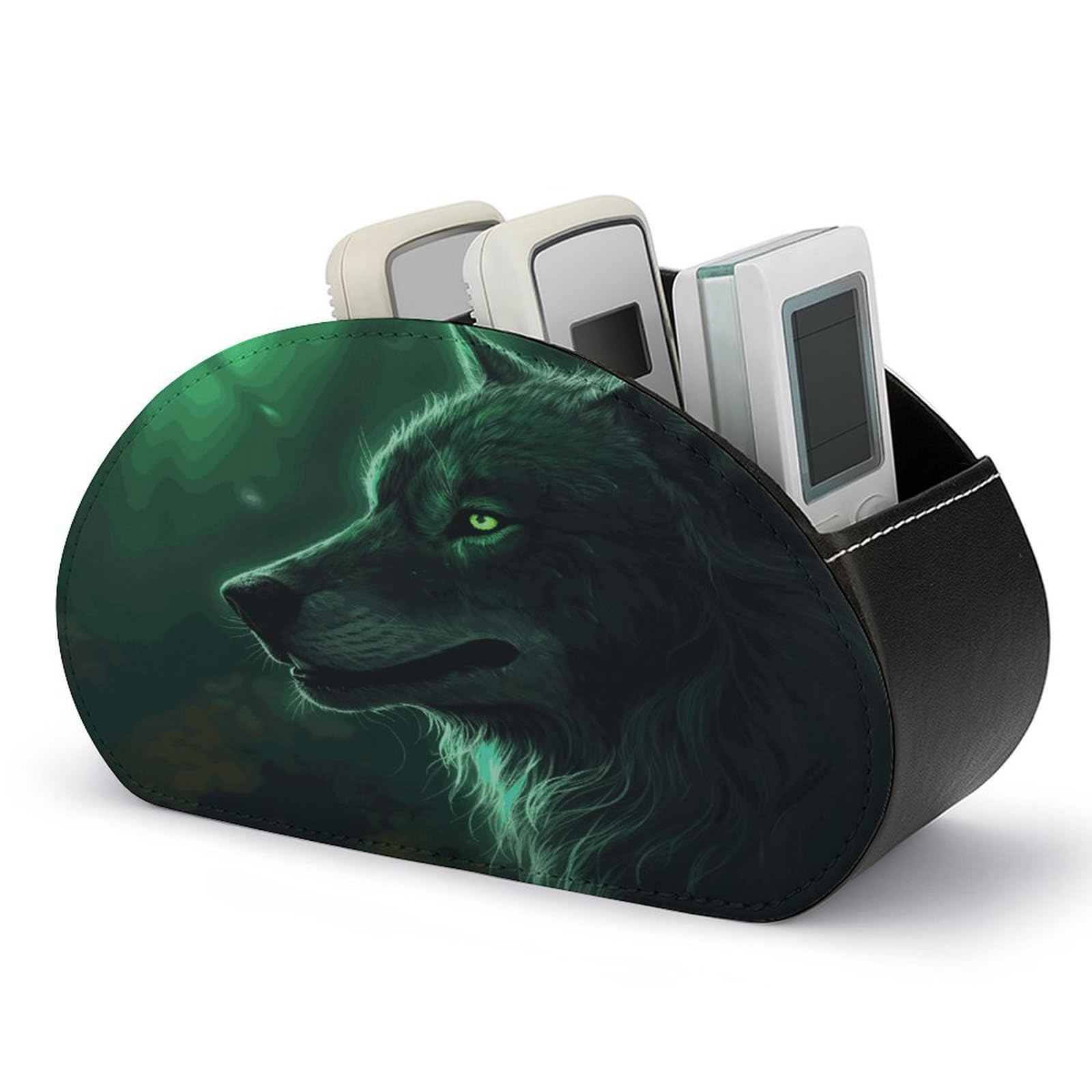 Btcowzrv Style Green Wolf Remote Control Holder With 5 Compartments