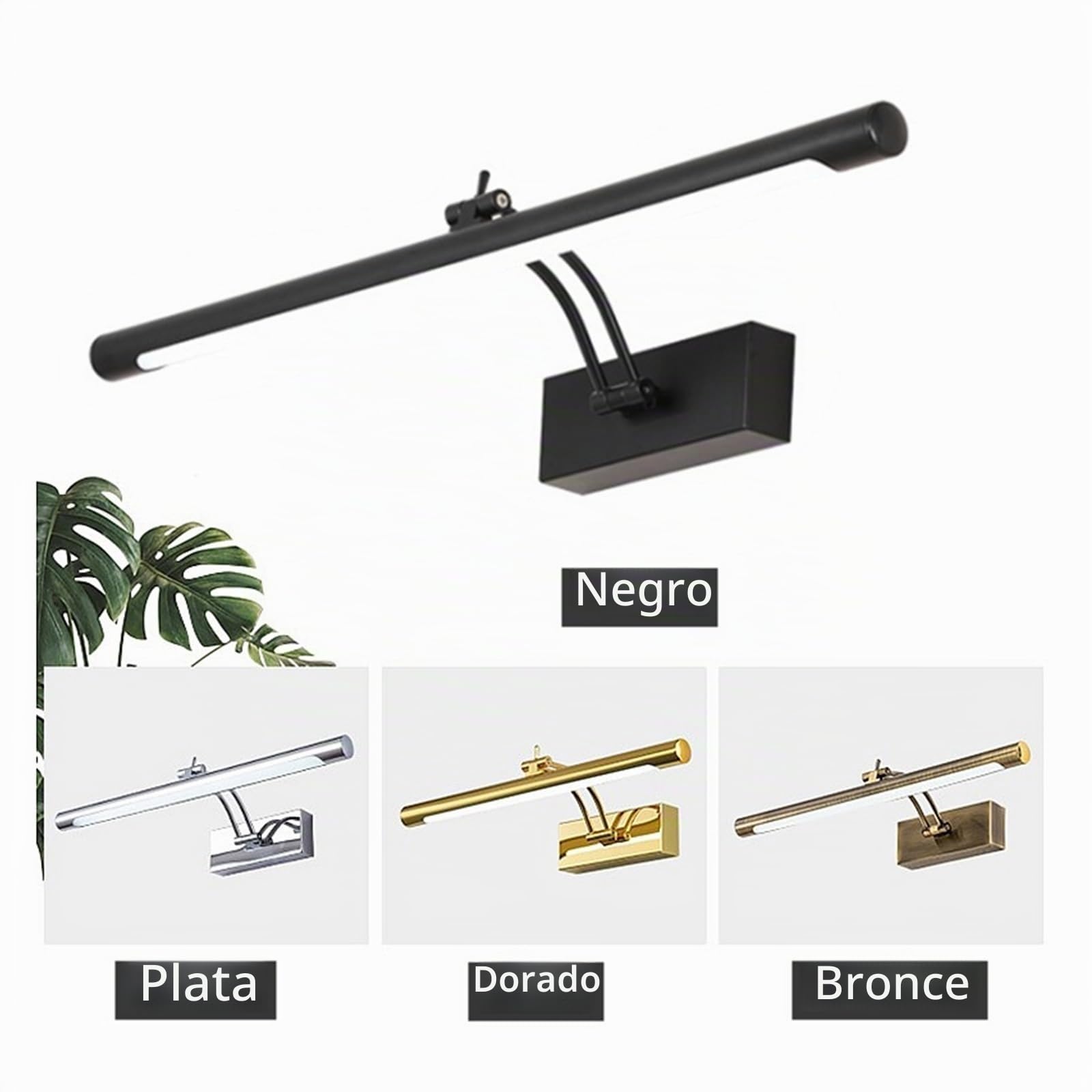 Luz LED para cuadros Lámpara de pared LED moderna for baño, acero inoxidable resistente al agua L40/55/70CM, aplique de espejo interior, accesorio de luces de pared for tocador con interruptor Luz de