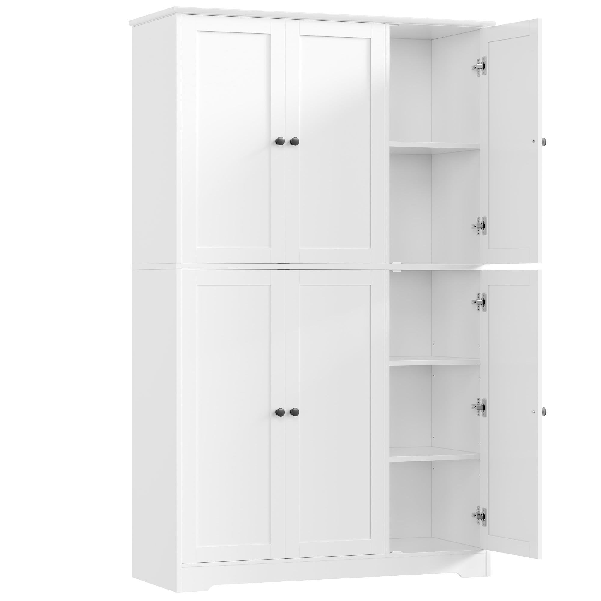 FirFurd 180 cm Credenza Cucina Alta, Mobile Dispensa Cucina con 6 Ante, Mobiletto Multiuso a Ripiani Regolabili, Mobile Cucina Dispensa, per Studio, Cucina, Ingresso, Soggiorno, 106x37x180 cm (Bianco)