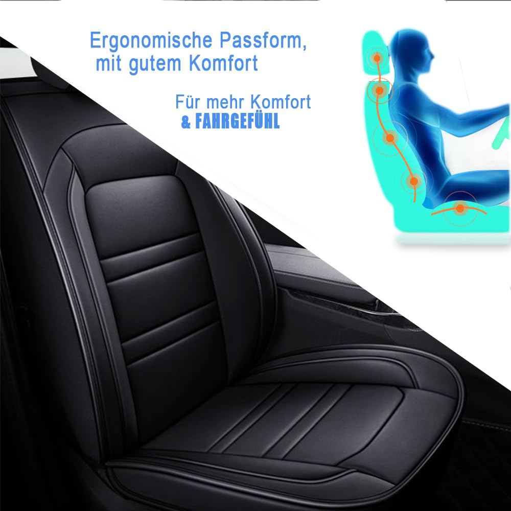 Autositzbezüge Auto Vordersitz 2 PCS Set Für Audi A4 Autositzbezüge Leder ，Komfortabel Wasserfest Verschleißfest Atmungsaktiv Schwarz