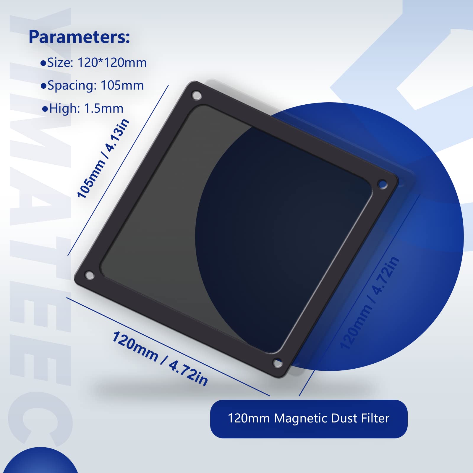 Filtro Antipolvere Per Ventola PC 120mm In Alluminio - Copertura Protettiva Nera - Foto 2