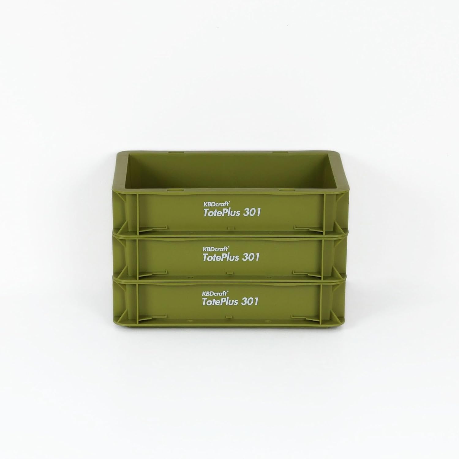 KBDcraft Stackable Storage Bin - Heavy-Duty Plastic Organizer Box and Tray with Straight Walls, small plastic bin totes for storage, 12"x8"x3", 0.5Gal, Green, 3 Pack