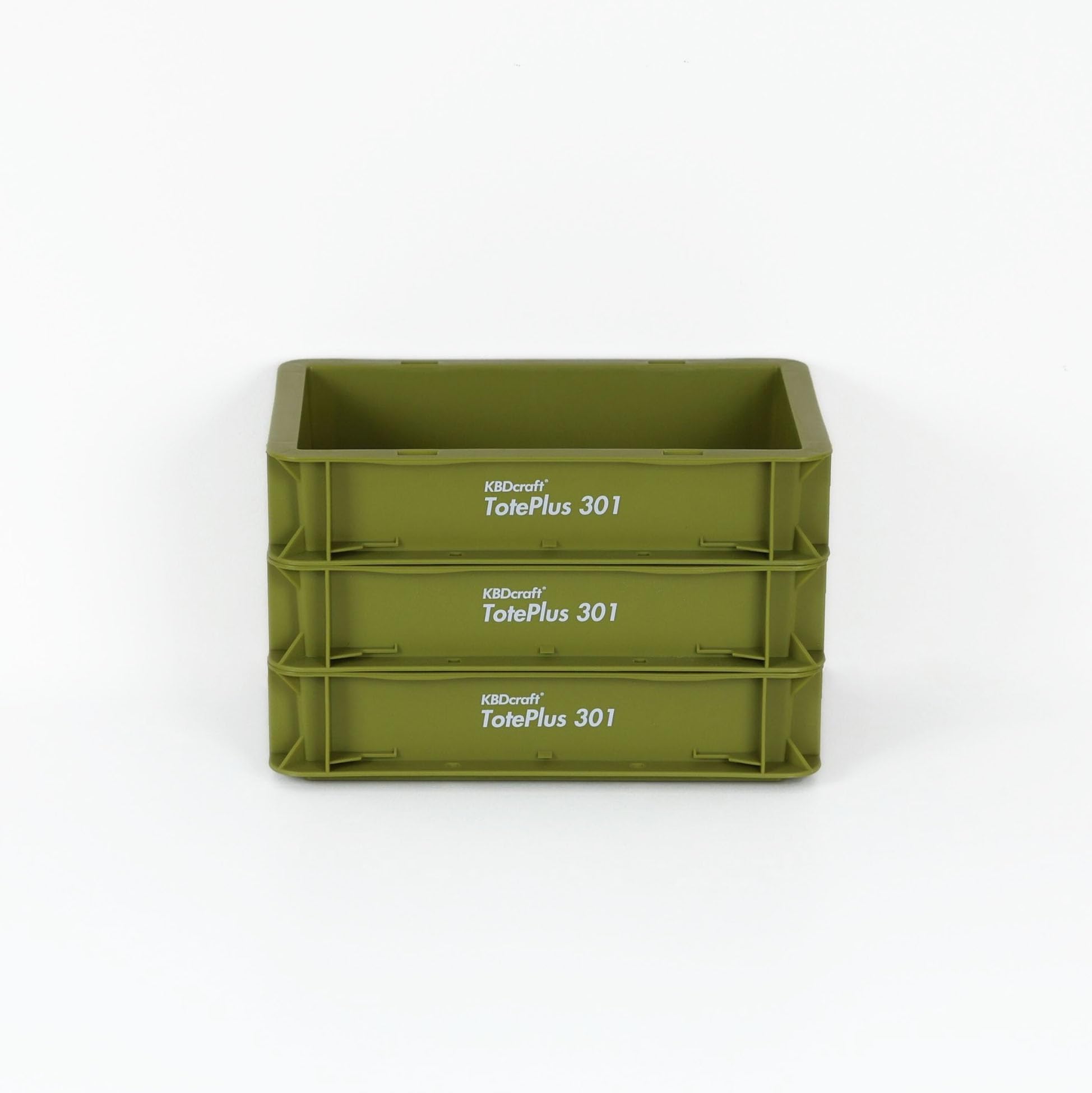 KBDcraft Stackable Storage Bin - Heavy-Duty Plastic Organizer Box and Tray with Straight Walls, small plastic bin totes for storage, 12"x8"x3", 0.5Gal, Green, 3 Pack