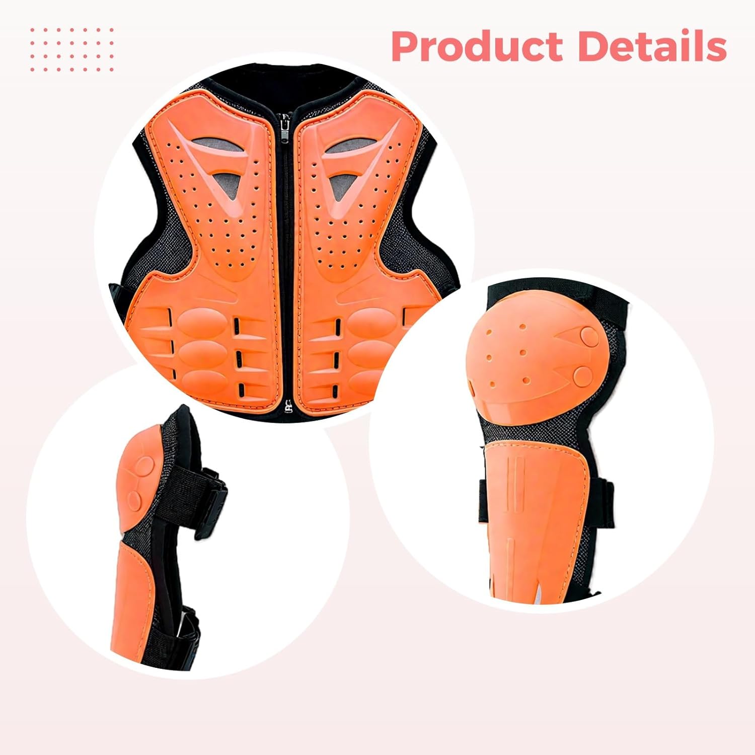 Little One Children’S Chest Protector for Dirt Biking, Youth Armor Vest in Orange