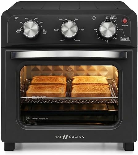 Miniatura 11 de VAL CUCINA Combo de horno tostador y freidora de aire 6 en 1, compacto horno de convección de encimera pequeño de 12.7 cuartos de galón, se adapta a