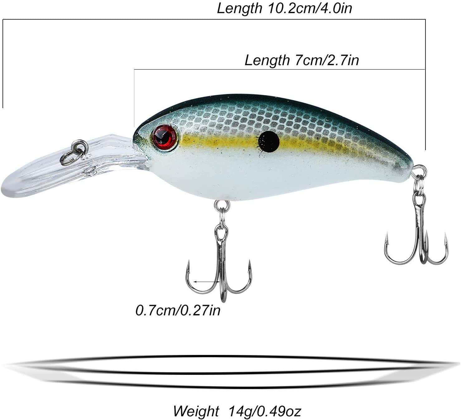 Sougayilang Señuelos de Pesca Superficial Buceo Profundo Swimbait Crankbait Pesca Wobble Cebos Duros multiarticulados para truchas de Agua Dulce y Agua Salada 8pcs / Pack