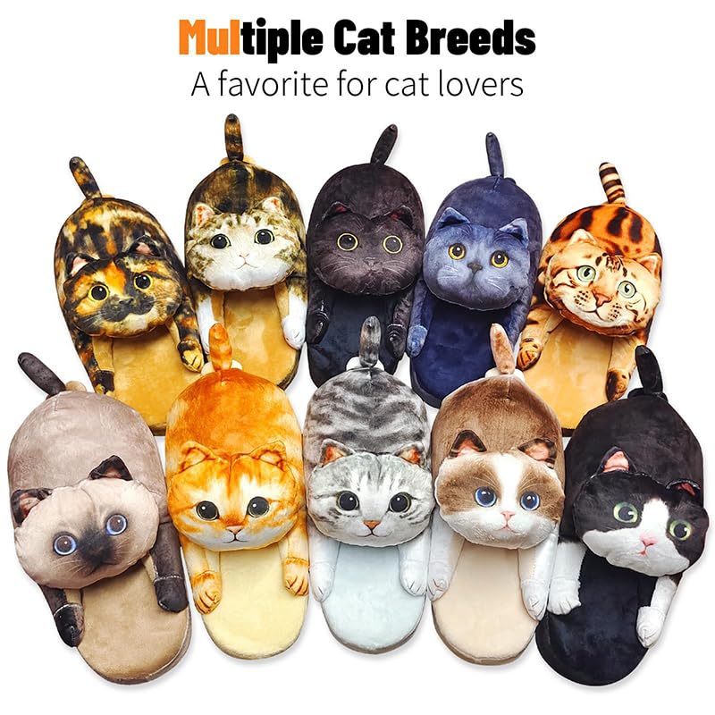 BEdaW Fun Cat Shape Kaptury, puszyste sypialnia kapcie buty domowe, prezenty dla kotów dla miłośników kotów