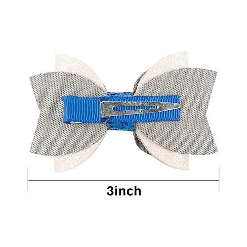 Miniatura 4 de 2 pinzas para el cabello con lazo de alegría con purpurina, 4 de julio, patrióticas con estrellas rojas, blancas y azules, pasadores para niñas y