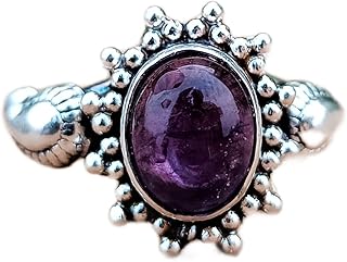 Amethyst Ring, Purple Amethyst ~ Gemstone Ring, Boho Ring, Oval Stone Ring, February Birthstone Ring, Cabochon Amethyst Ring, Dainty Ring, Women Gift Ring, Natural Amethyst Jewelry