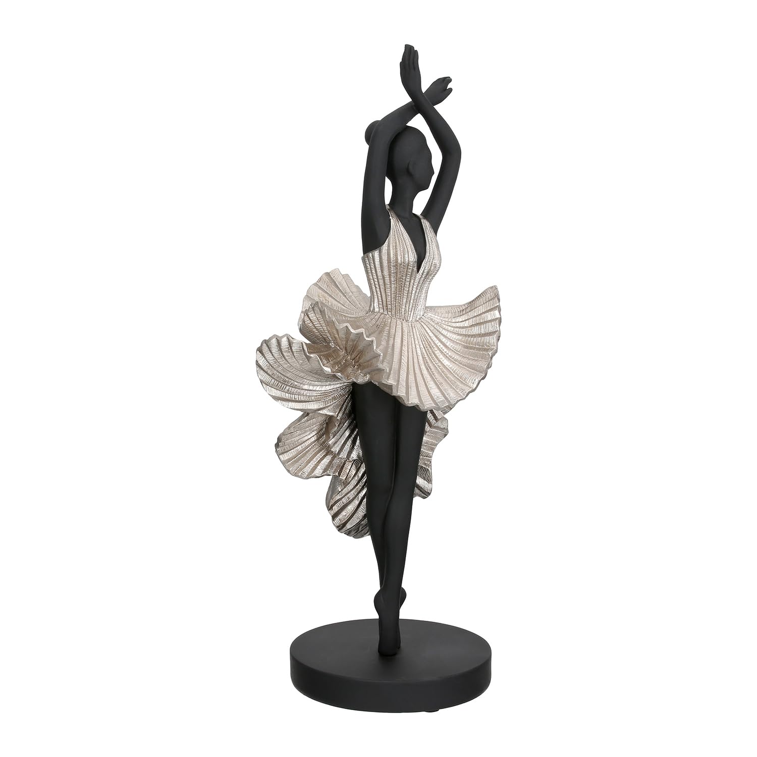 GILDE Scultura Ballet – Ballerina in resina – nero opaco – effetto metallico – altezza 44 cm x diametro 14 cm