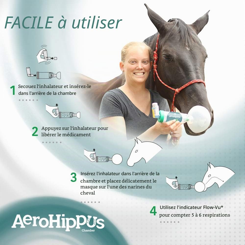 AeroHippus Chambre d'aérosol équine avec inhalateur Flow-Vu IFI pour Cheval pour Maladies respiratoires