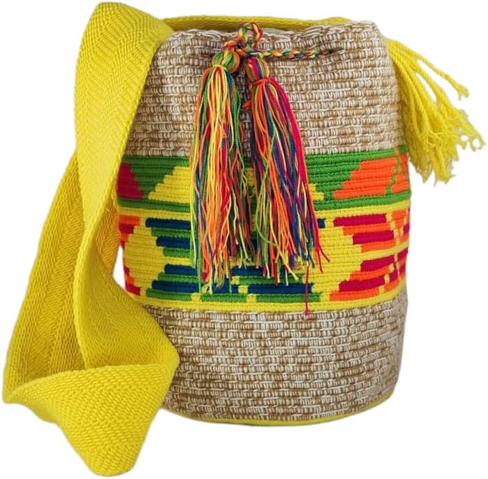 Mochila Wayuu colombiana 100 % auténtica, hecha a mano, producto artesanal, bolsa de viaje cruzada de diseño único, estilos multicolor..,