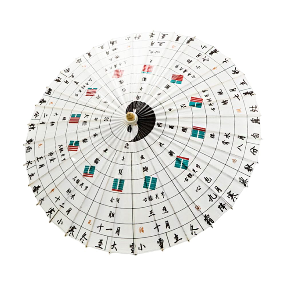 Taoistischer Ölpapierschirm, Praktischer Sonnenschutz Yin-Yang Und Fünf-Elemente-Regenschirm, Handgefertigte Film- Und Fernsehprops,F,120CM